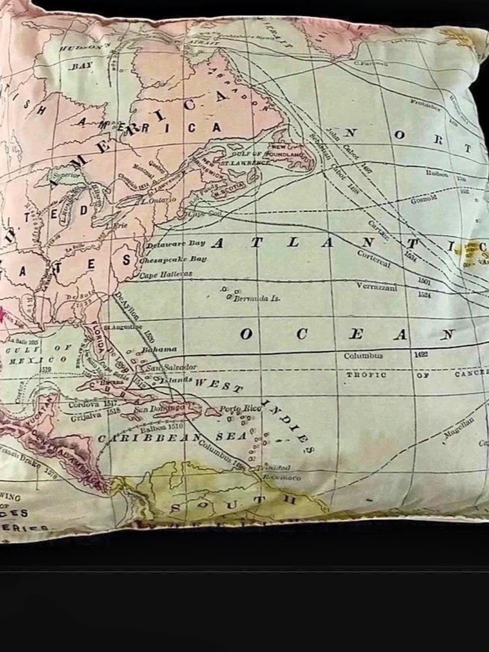Pottery Barn Teen Junk Gypsy Vintage Map Print Pillow Large Euro Cover & Insert